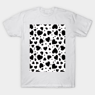 black hearts seamless pattern design print T-Shirt